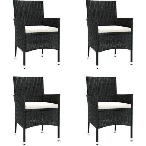 VidaXL 5-dijelni vrtni bistro set od poliratana s jastucima crni Slike