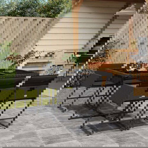  5-dijelni vrtni blagovaonski set s jastucima od poliratana crni Slike