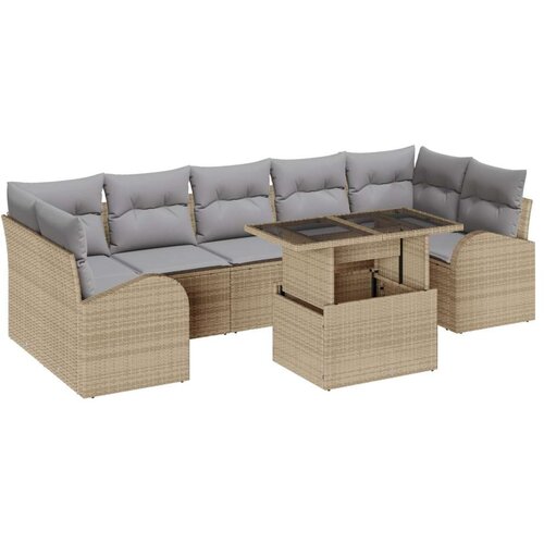 VidaXL set od 8 komada vrtnih sofa s jastučićima bež poli ratan Slike