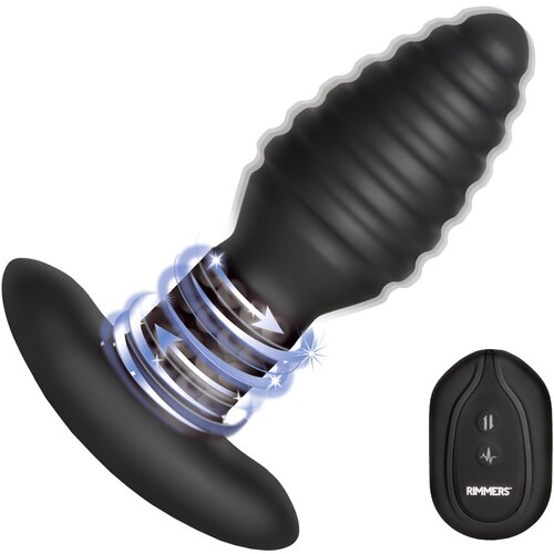 Rimmers Model-E Vibrating Rimming Plug with Remote Control Black Cene