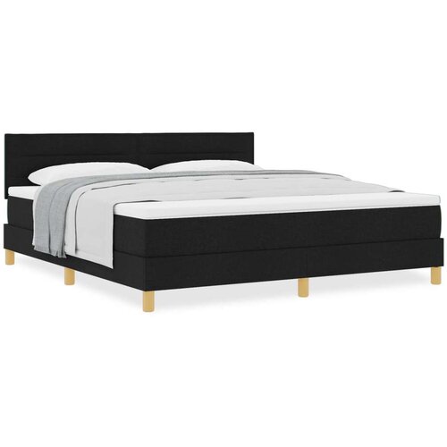  Krevet s oprugom s madracem Crn 180x200 cm Tkanina Slike