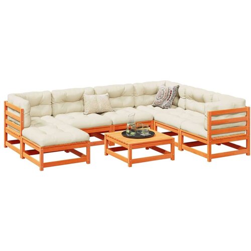  8-dijelni set vrtnih sofa vo&amp;scaron;tano smeđi od masivne borovine Slike