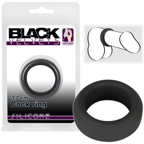 Black Velvets Black Velvet - prsten za penis debelih stijenki (3,2 cm) - crn