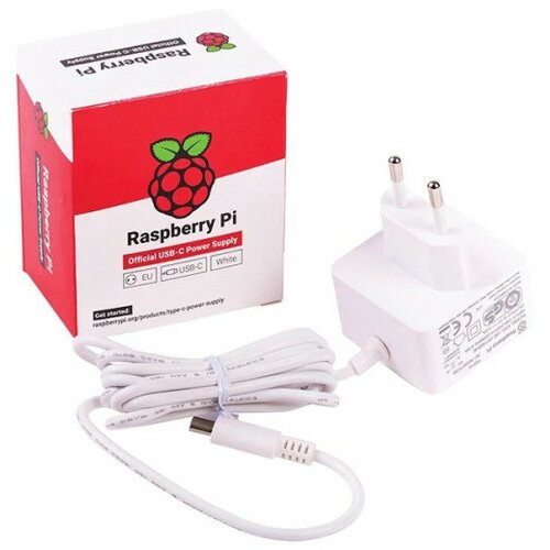 Raspberry Pi strujni adapter za USB Type-C 3000mA 5.1VDC 1.5m, beli Slike