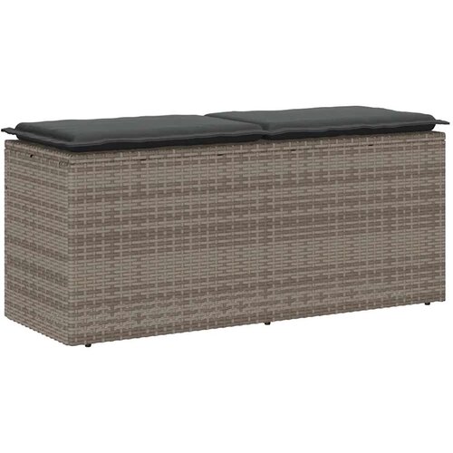 Vrtna klupa s jastukom siva 110x40x44 cm poliratan Slike