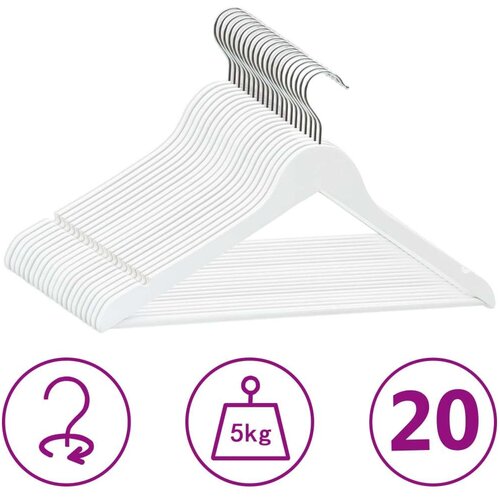 vidaXL 20-dijelni set vješalica protuklizni bijeli od tvrdog drva Cene