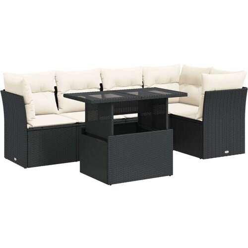 VidaXL 6-dijelni set vrtnih sofa s jastucima crni od poliratana Slike