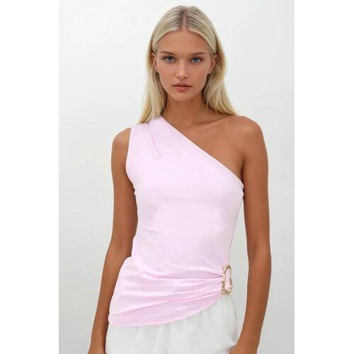 Trend Alacati Stili Ženska bluza bez rukava Alc-X13932, Brod izrez, Svetloroze Cene