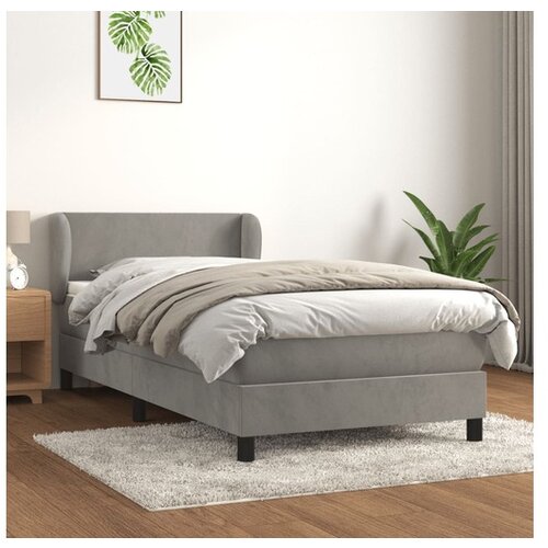 Box spring postelja z vzmetnico svetlo siva 80x200 cm žamet Cene