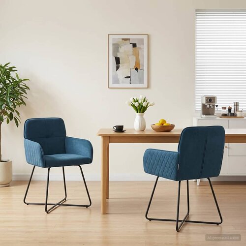  Trpezarijske stolice 2 pcs Baršun Plava 59 x 56,5 x 86 cm Cene