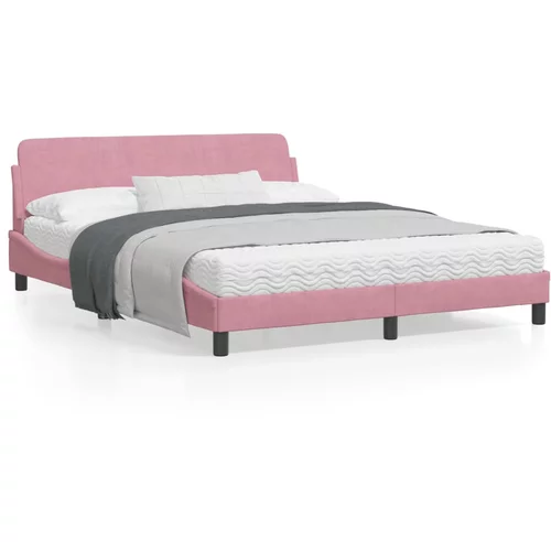  Okvir za krevet s uzglavljem ružičasti 160x200 cm baršunasti