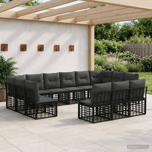  Set vanjskih sofa Crna i tamno siva Poliester Cijene