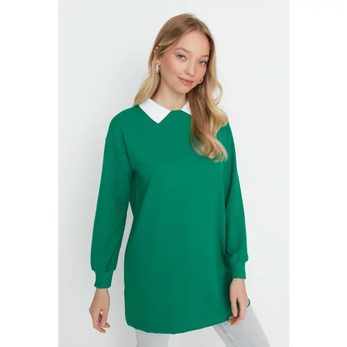 Trendyol Green Polo Neck Knitted Sweatshirt