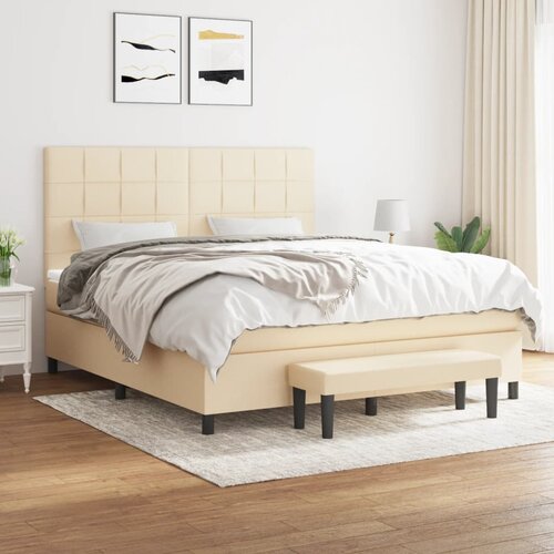  The Living Store Box spring postelja z vzmetnico krem 180x200 cm blago - Box Spring Postelja, (21512211) Slike