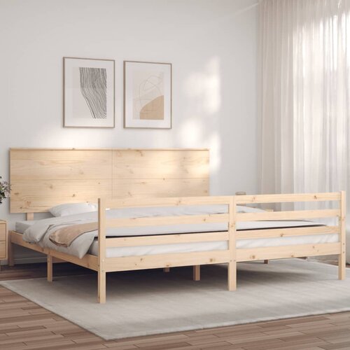 vidaXL Posteljni okvir z vzglavjem 200x200 cm trden les Cene