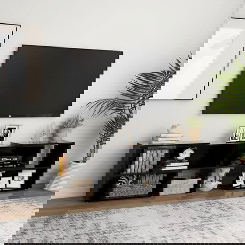 VidaXL TV omarica črna 149x30x52 cm iverna plo&amp;scaron;ča, (20620352) Slike