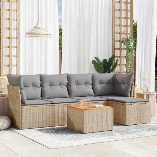 vidaXL 6-dijelni set vrtnih sofa s jastucima bež od poliratana Cijene