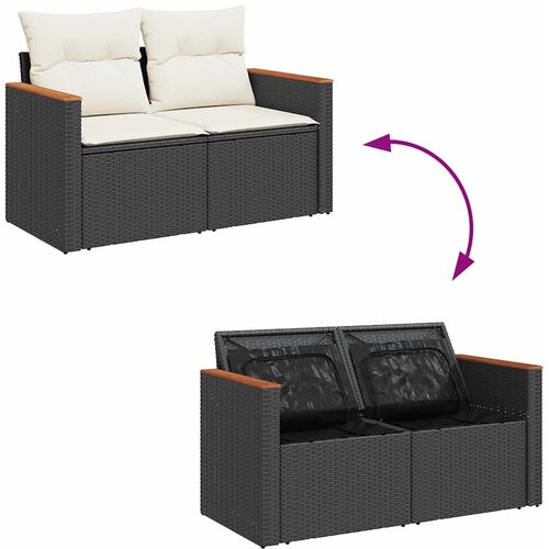  7-dijelni set vrtnih sofa od poliratana s jastucima crni bagrem Slike
