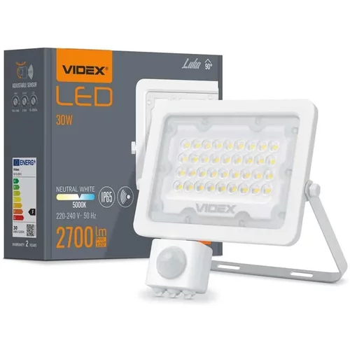 VIDEX led reflektor luca 30w s senzorjem gibanja 2700lm 5000k ip65 bel