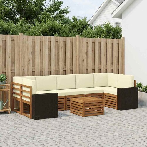  Set vanjskih sofa 8 kom. Prirodna i krem Čvrsto drvo akacije Cijene