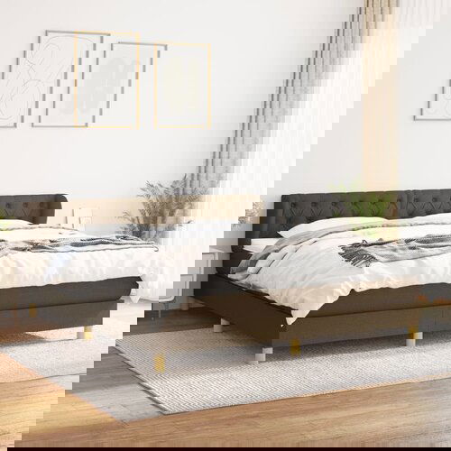  The Living Store Box spring postelja z vzmetnico temno rjava 160x200 cm blago - Box Spring Postelja, (21520664) Slike