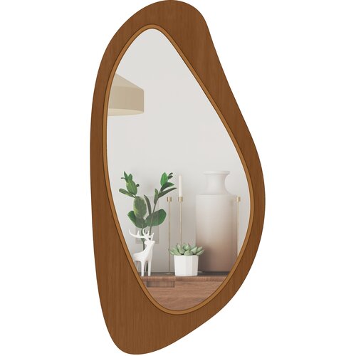 HOMCOM stensko ogledalo borov furnir, steklo 91,5D x 45&Scaron; x 3V cm naravni les, (5000242290) Cene