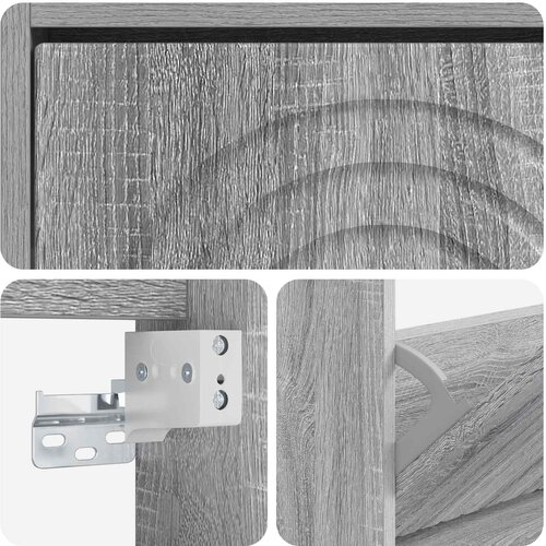  Ormar za cipele na zidu ALKMAAR 71 x 17 x 43 cm Siva Sonoma Slike