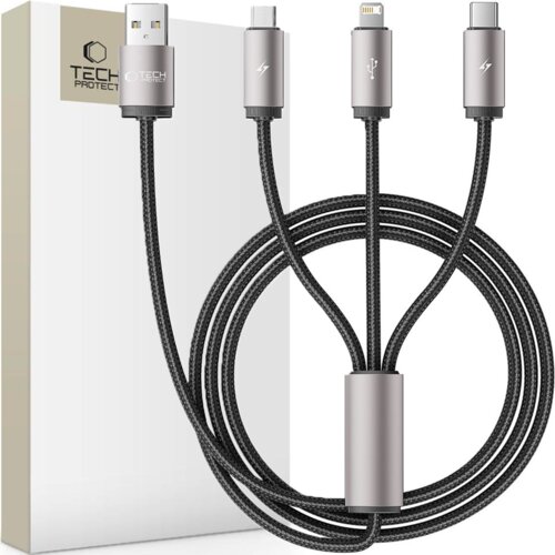 TECH-PROTECT ULTRABOOST KABEL ZA LIGHTNING TYPE-C MICRO-USB 3.5A 100CM SIVA, (21980554) Cene