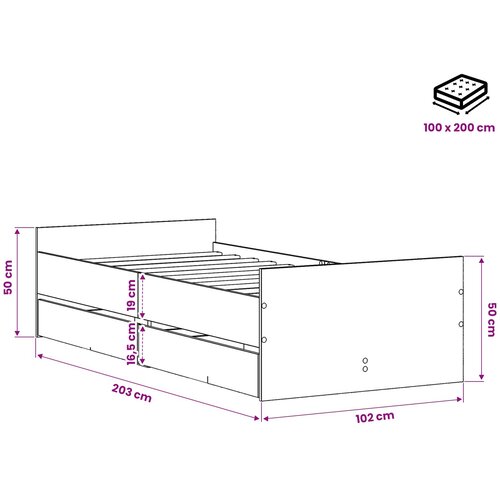 Krevetna konstrukcija Staro drvo 100 x 200 cm Konstruirano drvo Slike