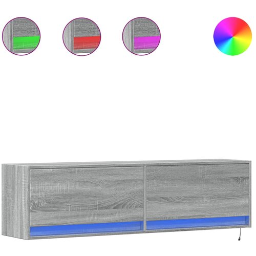 Maison Chic Stenska TV omarica - TV stojalo - Televizijska omarica z LED lučkami siva sonoma 140x31x38 cm, (21700805) Slike