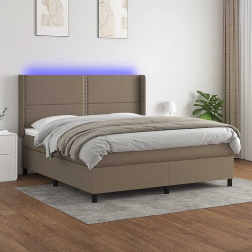  box spring s madracem LED smeđesivi 180x200 cm tkanina Cijene