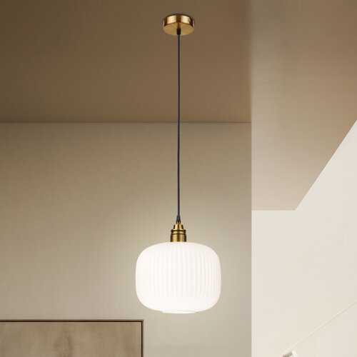  Visilica na sajli HECTOR 1xE27/15W/230V bela/mesing prečnik 25 cm Slike