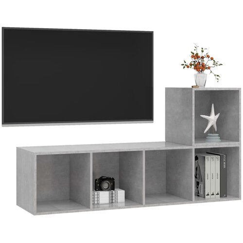  2-dijelni set TV ormarića siva boja betona konstruirano drvo Slike