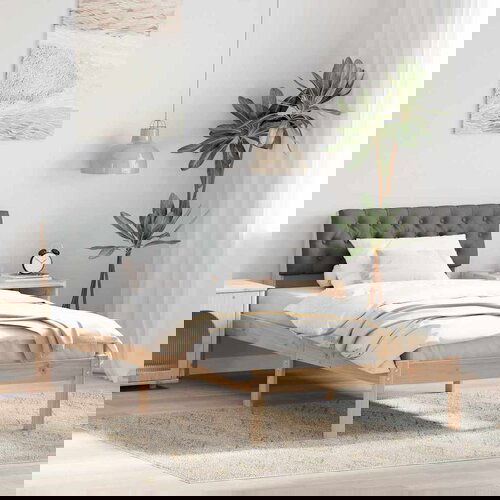 VidaXL Okvir kreveta smeđe i tamnosivo 90 x 200 cm Masivna borovina Slike