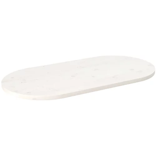 vidaXL Ploča za stol bijela 90x45x2 5 cm od masivne borovine ovalna