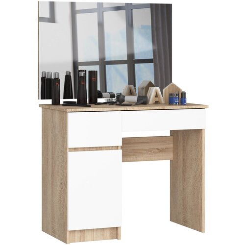 AKORD toaletna miza z ogledalom clp P-2/SL 900x600 leva sonoma hrast / belo, (21713548) Cene
