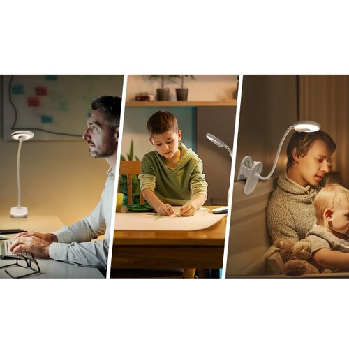  Aigostar-LED Prigu&amp;scaron;iva punjiva stona lampa sa stezaljkom LED/2,5W/5V 1200mAh bela Slike