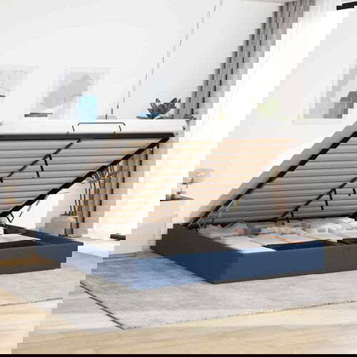 vidaXL Otomanski posteljni okvir brez vzmetnice modro 160x200 cm blago Cene