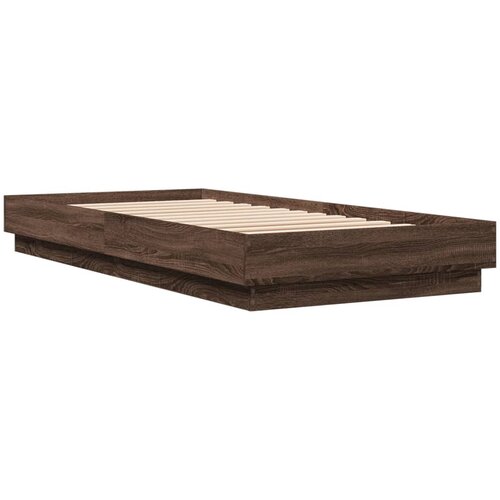 VidaXL Posteljni okvir rjav hrast 90x200 cm inženirski les, (21081915) Slike
