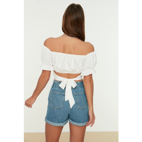 Trendyol Women's top Crop plava | bela Cene
