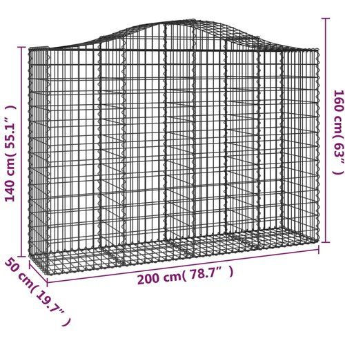  Gabionska ko&amp;scaron;ara s lukom 200x50x140/160 cm pocinčano željezo Slike