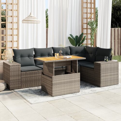 vidaXL 6-dijelni set vrtnih sofa od poliratana s jastucima sivi Cijene