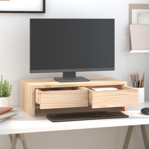  Stalak za monitor 50 x 27 x 15 cm od masivne borovine Slike