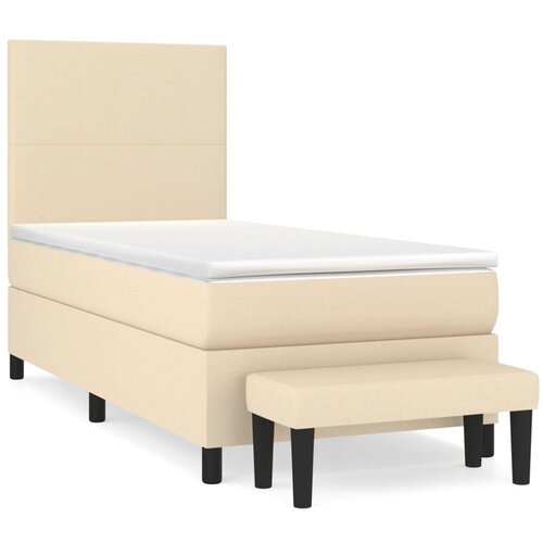 vidaXL Box spring postelja z vzmetnico krem 80x200 cm blago, (20892965) Cene