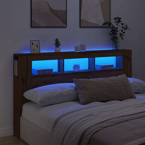 vidaXL LED uzglavlje boja hrasta artisan 180x18 5x103 5 cm drveni Cene