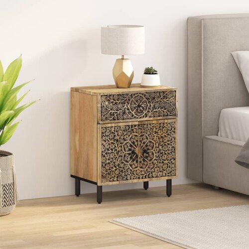  The Living Store Nočna omarica 50x33x60 cm trden mangov les - Nočna Omarica, (21503091) Slike