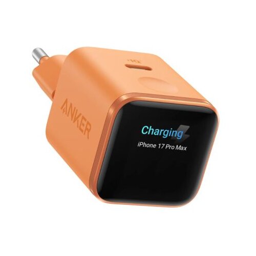 Anker Nano polnilec 45W, Smart Display, oranžen Slike