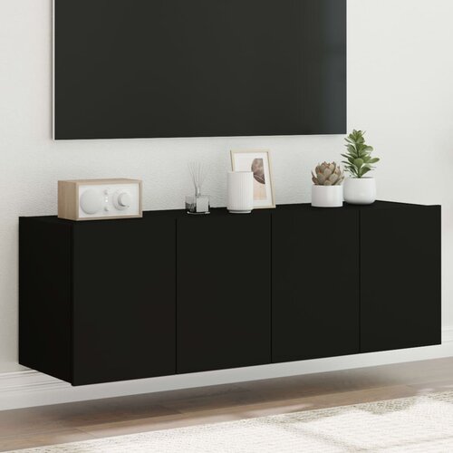 VidaXL Stenske TV omarice z LED lučkami 2 kosa črna 60x35x41 cm Slike