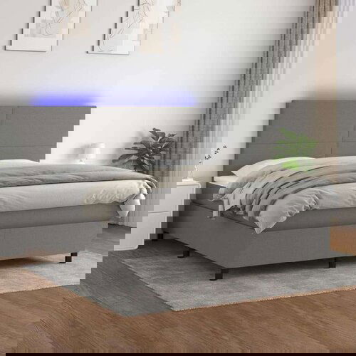  Box spring postelja z vzmetnico LED temno siva 160x200 cm blago, (20789666) Slike