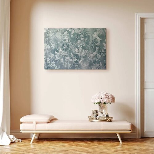  Slika - Ornaments in Worn Muted Turquoises: Delicate Plant Pattern 30x20 Na talijanskom platnu Slike